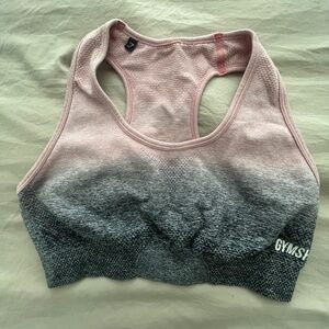 Gymshark Pink and Grey Ombré Sports Bra Size S